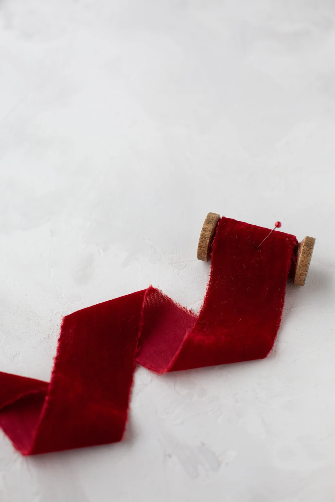 Red Frayed Edge Velvet Ribbon 1-1/4 2 3 - Etsy | Etsy (US)