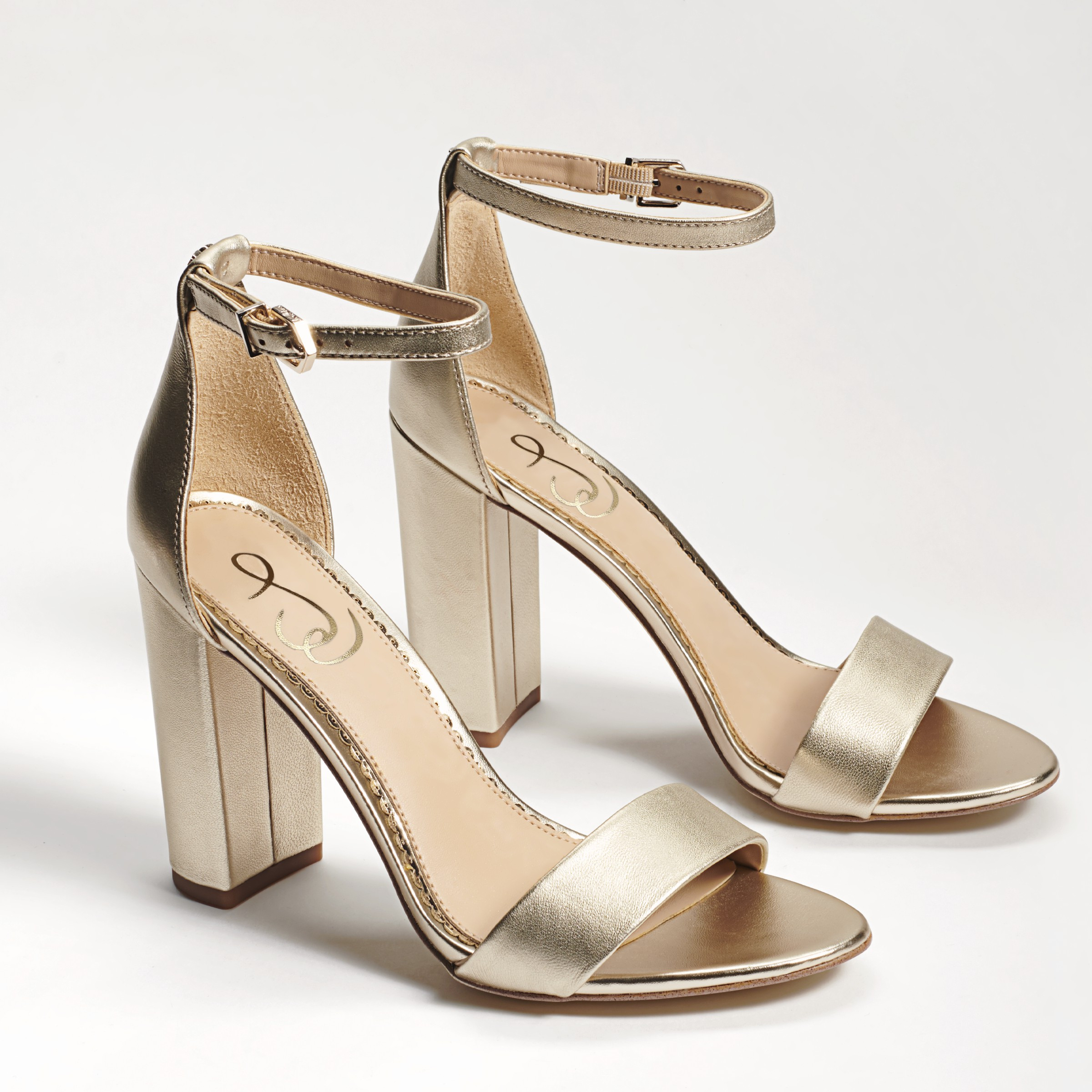 Sam Edelman Yaro Block Heel Sandal Light Gold Leather | Sam Edelman