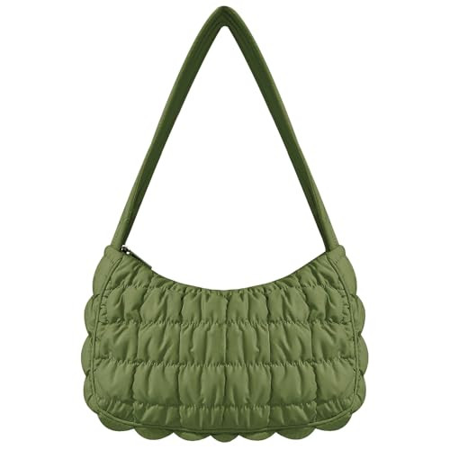 Puffer Tote Bag, Small Tote Purse Lightweight for Everyday Hobo Handbag Olive | Amazon (US)