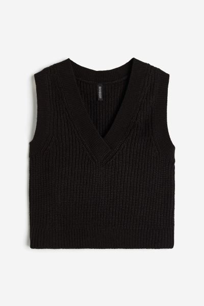 Rib-knit Sweater Vest - Black - Ladies | H&M US | H&M (US + CA)