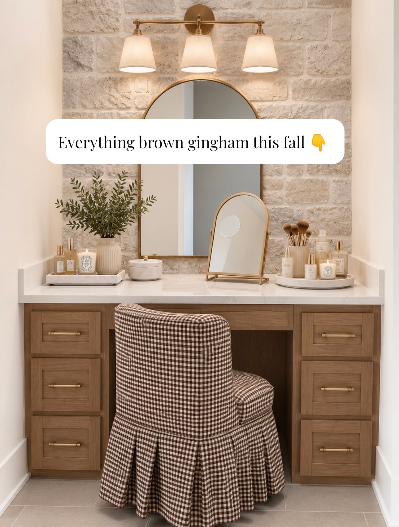 The cutest accent chair just dropped @Marshalls brown gingham!! 🤎 grabbed one for my makeup area!
