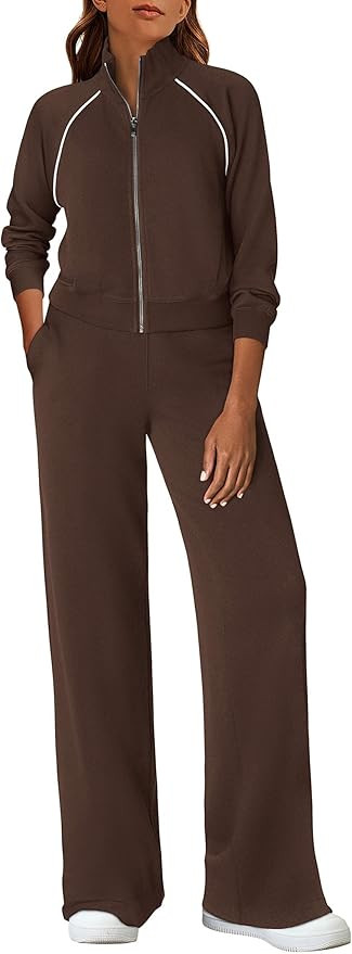 PRETTYGARDEN Womens 2 Piece Outfits Sweatsuits 2025 Fall Full Zip Sweatshirts Workout Pants Match... | Amazon (US)