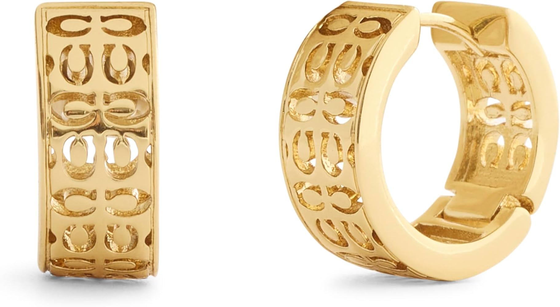 COACH Jewelry Women's Signature Quilted Cut Out Huggie Earrings | Amazon (US)
