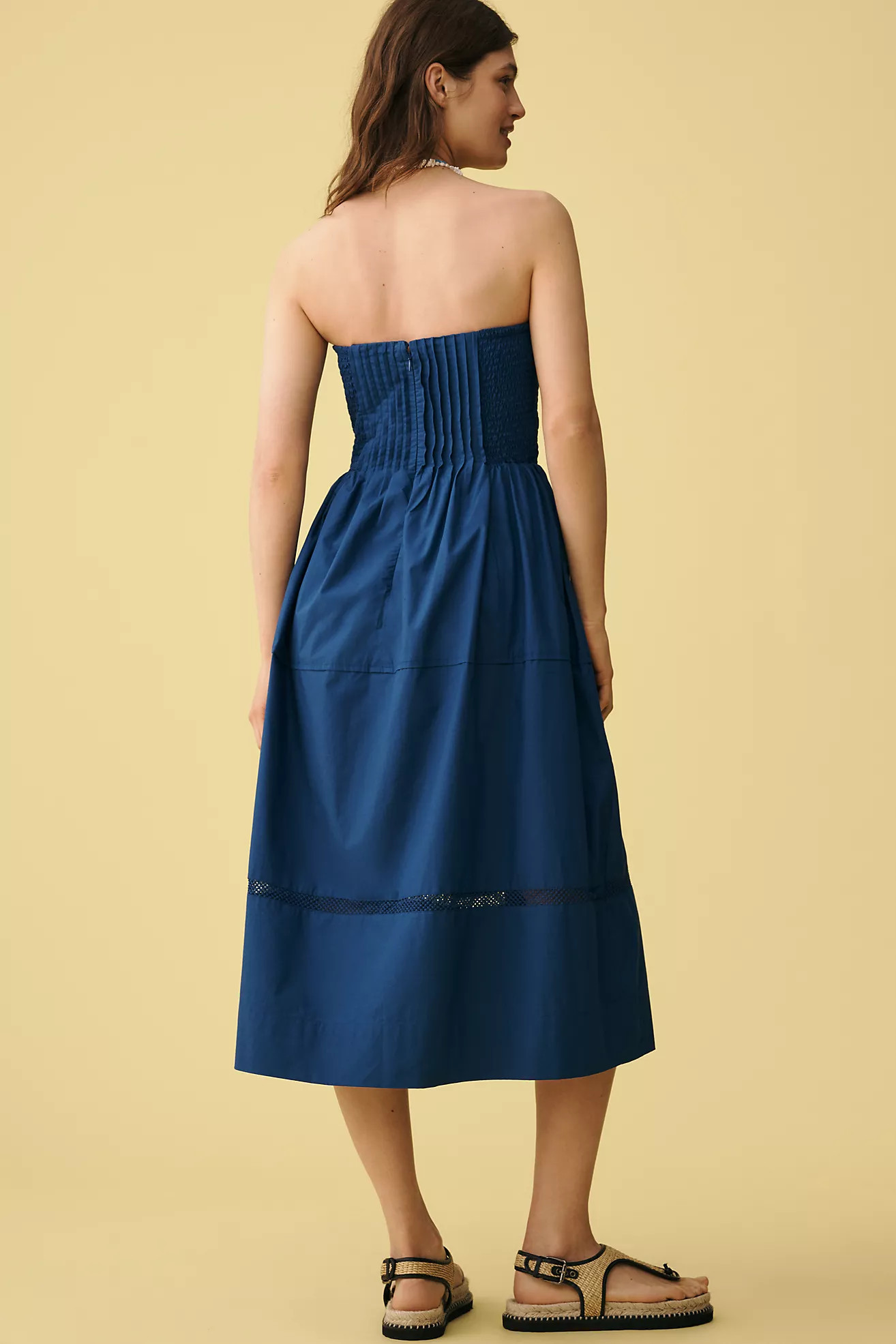 By Anthropologie Cotton Poplin Strapless Midi Dress | Anthropologie (US)