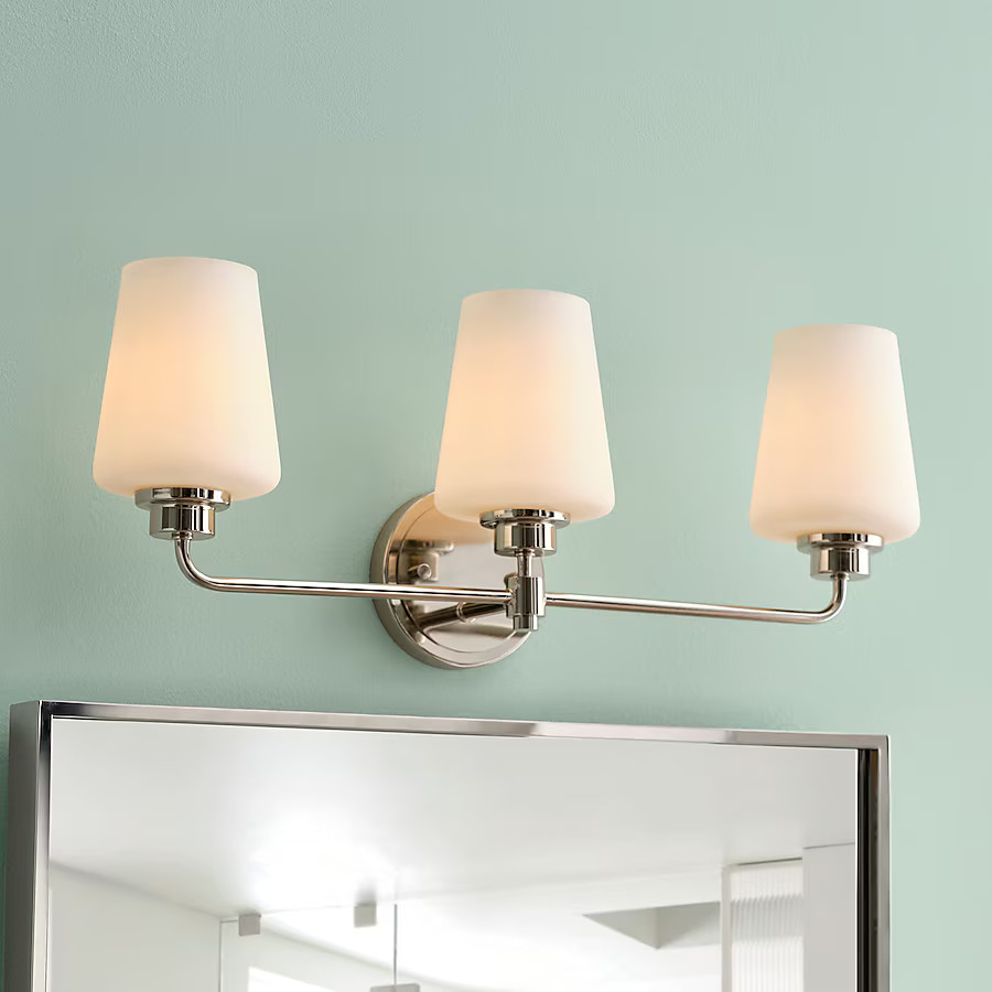 allen + roth Goldson 22.5-in 3 -Light Polished Nickel Transitional Vanity light bar | Lowe's