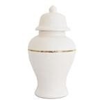 White Color Block Ginger Jar with Gold Accent | Lo Home by Lauren Haskell Designs