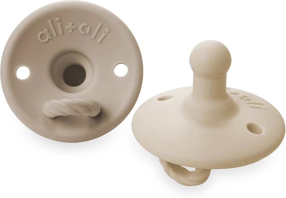 Ali+Oli Pacifier Set Original Round (Oat & Coco) Set of 2 Concaved Shield Newborn Pacifiers, BPA-... | Amazon (US)