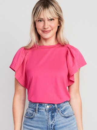 Flutter-Sleeve Paneled T-Shirt for Women | Old Navy (US)