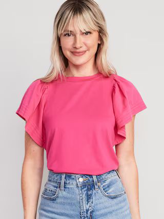 Flutter-Sleeve Paneled T-Shirt for Women | Old Navy (US)