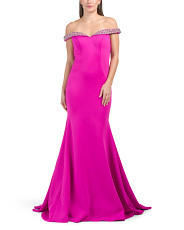 Off The Shoulder Beaded Mermaid Gown | Formal Dresses | Marshalls | Marshalls