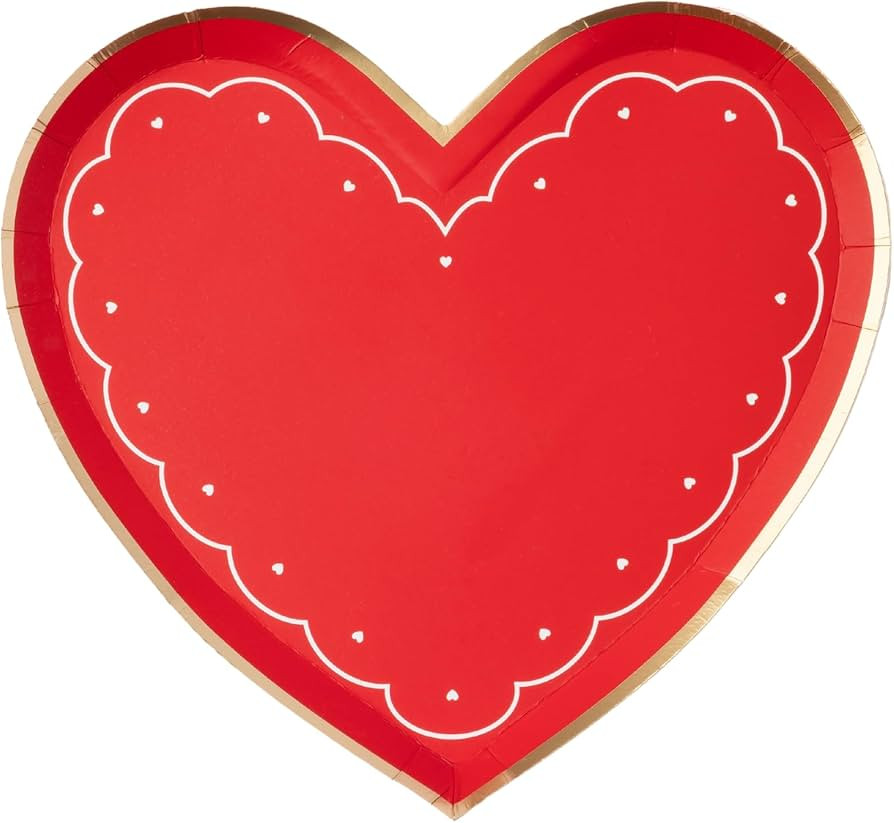 Bonjour Fête Elegant Valentine Paper Party Heart Plates | Disposable Small Plates for Valentine... | Amazon (US)