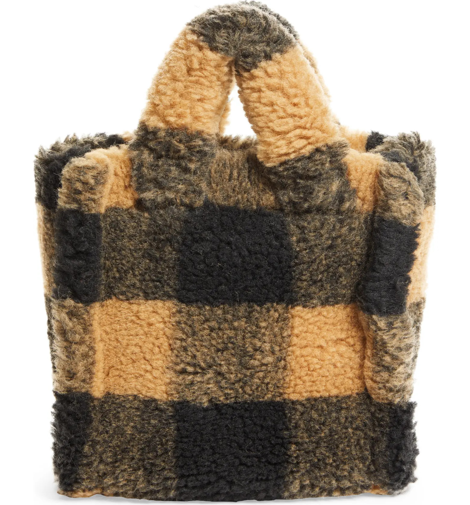 Stand Studio Mini Lizzie Buffalo Check Faux Shearling Tote | Nordstrom | Nordstrom