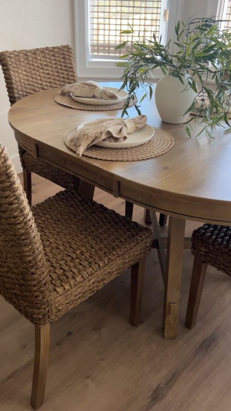 Love this designer look for less dining table! Extendable, and darker than stock photo. 

The exact chairs are sadly discontinued so I found four other sets that would go with this table! 

Dining room, dining table, extendable dining table, round dining table, dining room chairs, woven dining chairs, woven blinds, woven shades, kitchen table, amazon home, Amazon finds 

#LTKhome #LTKsalealert