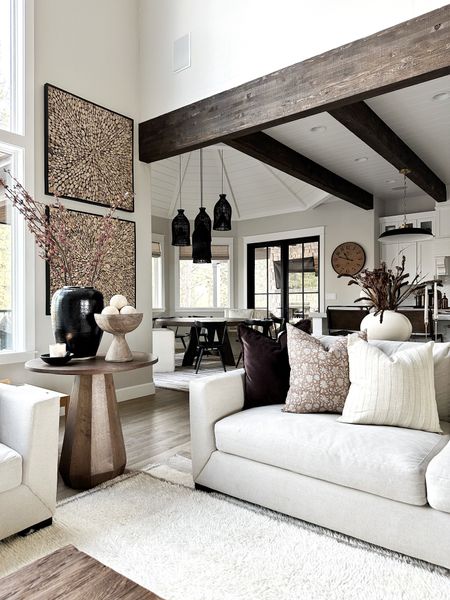 Happy Friday!!! Living room decor. Neutral home. Living room inspo. Area rug. Couches. Wall art. Side table  

#LTKhome #LTKunder100 #LTKstyletip