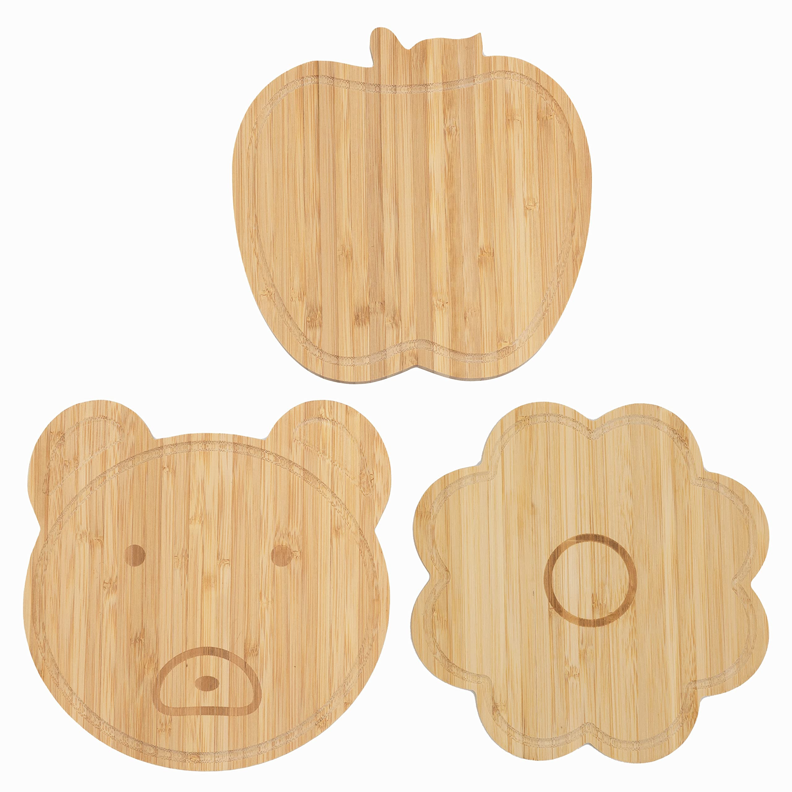 smartified Small Cutting Boards, Sustainable Bamboo Wood, Multipurpose as Kids’ Plates and Kitchen Decor, 3 pcs, Apple-Bear-Flower Designs, 7.5’’x7.5’’x0.4’’ | Amazon (US)