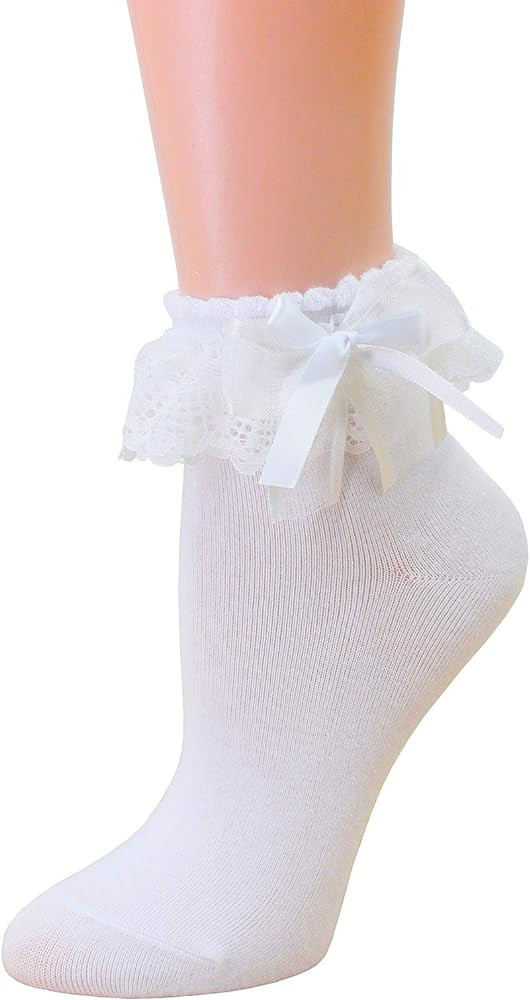 SRYL Women Ankle Socks,Lace Ruffle Frilly Comfortable Princess Socks Lace Socks | Amazon (US)