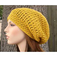 Slouchy Beanie Crochet Hat Womens Hats Winter Fall Fashion Accessories - Weekender Mustard | Etsy (US)