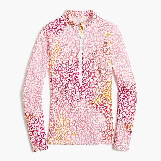 Factory: Leopard Rash Guard With Front Zip For Women | J.Crew Factory