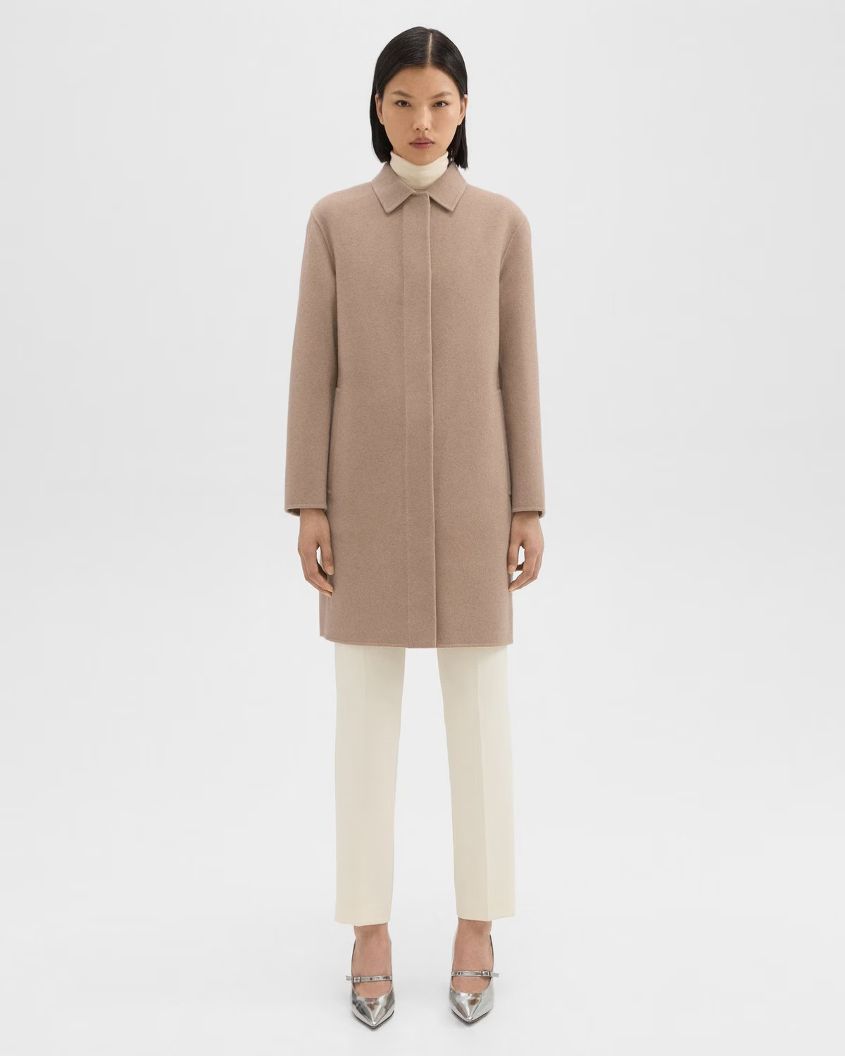 Double-Face Wool-Cashmere Straight Car Coat | Theory | Theory Outlet