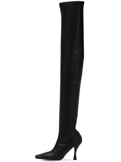 90MM STRETCH FAUX LEATHER TALL BOOTS | Luisaviaroma
