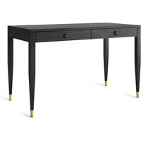 Black Oak Office Desk With Two Solid Drawers, Mid Century Modern, Study Desk, Writing Desk, Solid Table, Bureau, Console | Etsy (US)