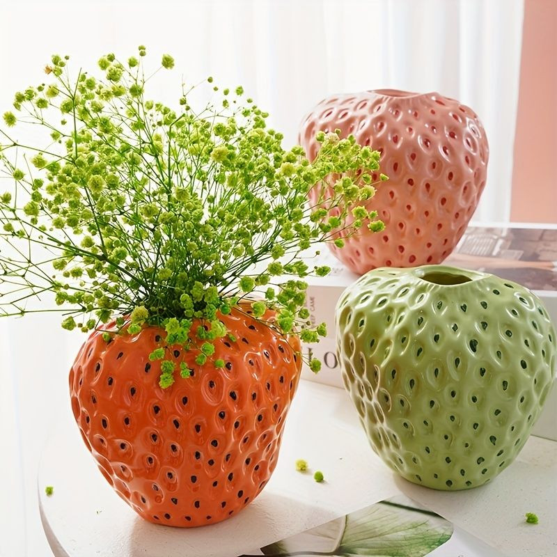 1pc Cute Strawberry Decor Resin Handicraft Flower Vase Suitable For Fresh Flowers And Hydroponics... | Temu Affiliate Program