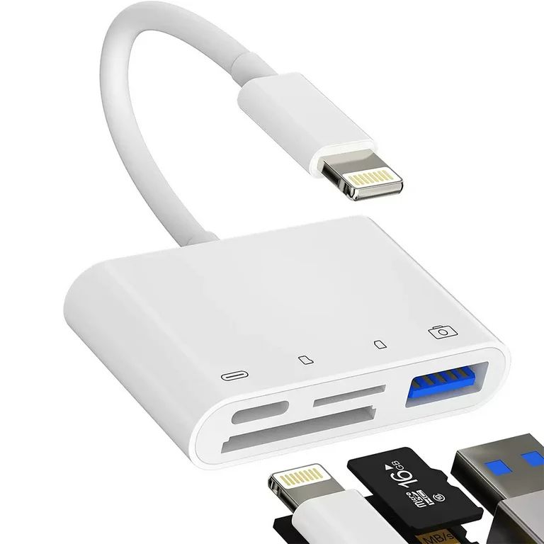 SD/TF Card Reader, 4 in 1 Lightning to USB Camera Adapter, Camera Memory SD Card Reader, Multifuc... | Walmart (US)