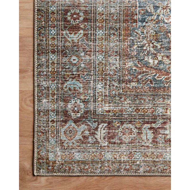 Chris Loves Julia x Loloi Jules Oriental Lagoon/Brick Area Rug | Wayfair North America