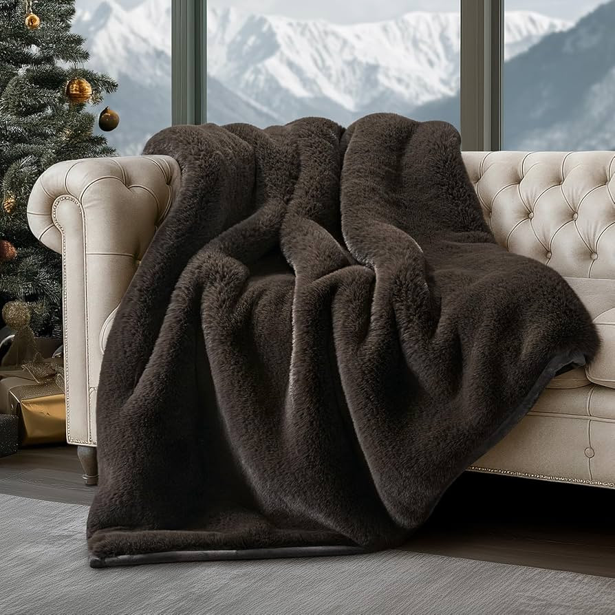 EVERGRACEHOME Luxury Soft Faux Chinchilla Fur Throw Blanket for Couch, Warm Thick Heavy Winter Th... | Amazon (US)