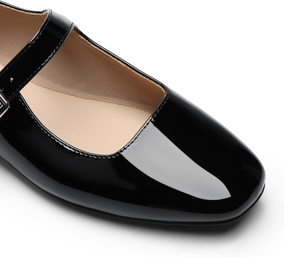 DREAM PAIRS Women's Silver Square Toe Mary Jane Flats: Comfortable Casual Slip On Dress Shoes wit... | Amazon (US)