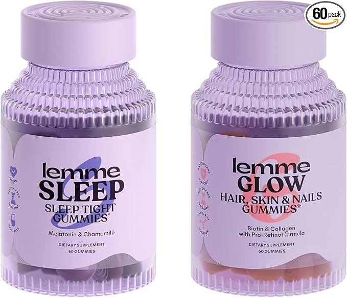 Lemme Sleep & Glow Bundle - Sleep Gummies, a Drug-Free Nighttime Aid & Glow Biotin & Collagen Hai... | Amazon (US)