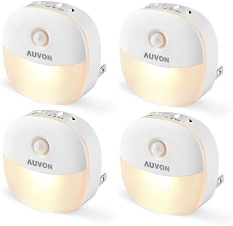 AUVON Plug-in LED Motion Sensor Night Light, Mini Warm White LED Nightlight with Dusk to Dawn Mot... | Amazon (US)
