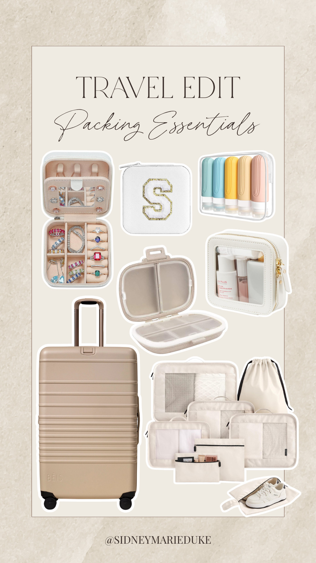 Travel/packing essentials🤍

Everything I love for keeping my suitcase organized and making travel a little easier!




Travel, vacation, storage, packing cubes, pill organizer, clear pouch, jewelry case, traveling, sidneymarieduke 

 #LTKTravel