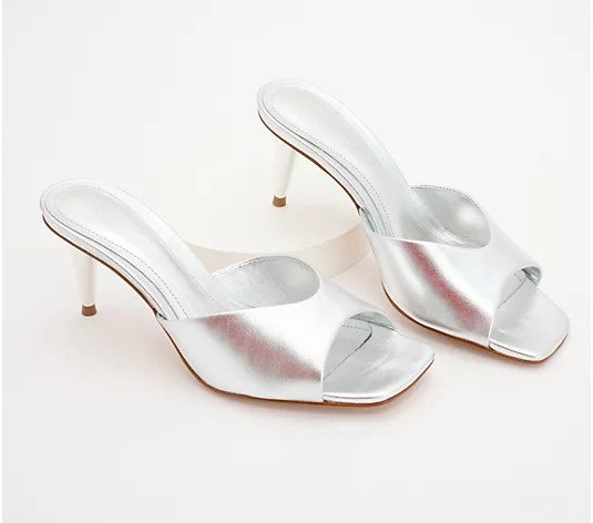 Schutz Leather Pin Heeled Mules - Dethalia - QVC.com | QVC