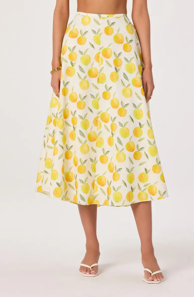 ASTR the Label Myria Lemon Print Midi Skirt | Nordstrom | Nordstrom