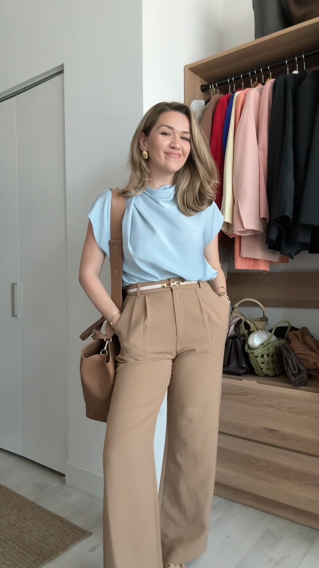 Powder blue is one of my favorite colors for spring and summer - actually, even winter 

Tops like these are great because you can really wear them in and outside of the office but also for more than just one season and one year 👏🏻 It’s also almost an elevated Basic because it’s super easy to wear and very comfortable because it’s so flowy, but that twist at the top adds a little bit of ✨oomph✨ 

Sizing; 

I’m 5’7, D36 D for reference 🤍
Top: M | true to size, roomy 
Trouser: 28 Long | true to size 
Shoes: 8.5 | true to size 

#LTKWorkwear #LTKStyleTip #LTKFindsUnder100