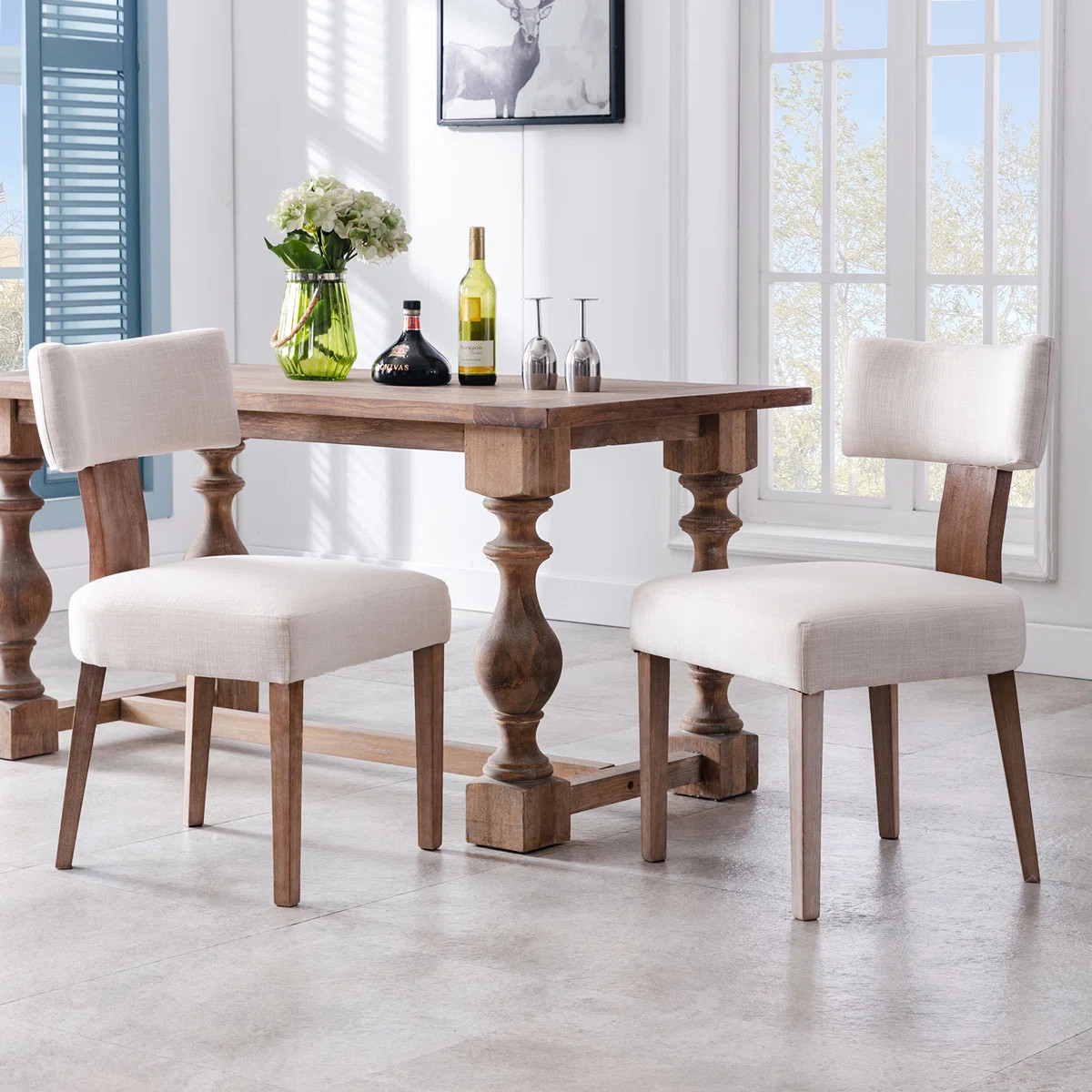 Gracie Oaks Mid Century Upholstered Dining Chairs Side Chairs Farmhouse Dining Chair with Wood Le... | Wayfair North America