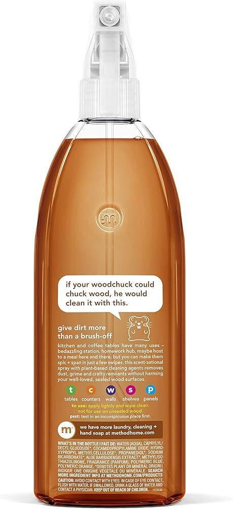 Method Daily Hardwood Cleaner, Almond, Plant-Based Formula That Cleans Shelves, Tables and Other ... | Amazon (US)