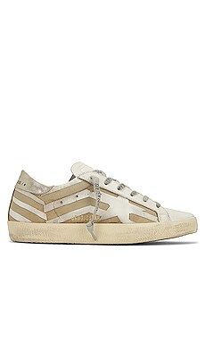 Golden Goose Super-Star Sneaker in White, Brown, & Platinum from Revolve.com | Revolve Clothing (Global)