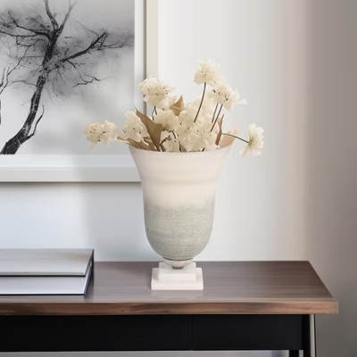 Glass Vase with Marble Base - Handcrafted Metal & Glass Decorative Accent, Elegant Glam Design for Home, Office, Bedroom, or Living Room - 12" Green | Target