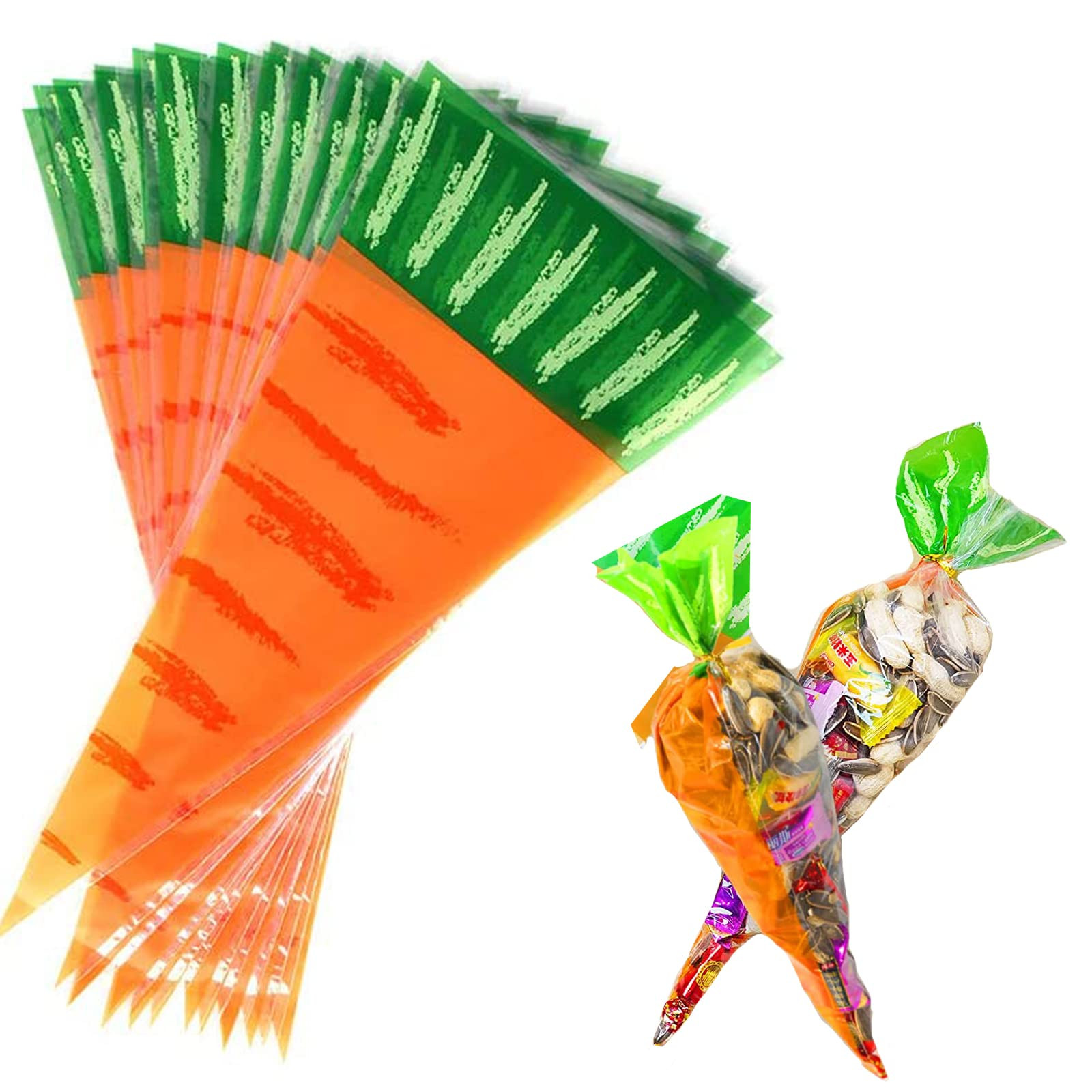 YASUOA Carrot Shaped Treat Bags for Kids Cookies Candy Christmas Chocolates Easter Transparent Co... | Amazon (US)
