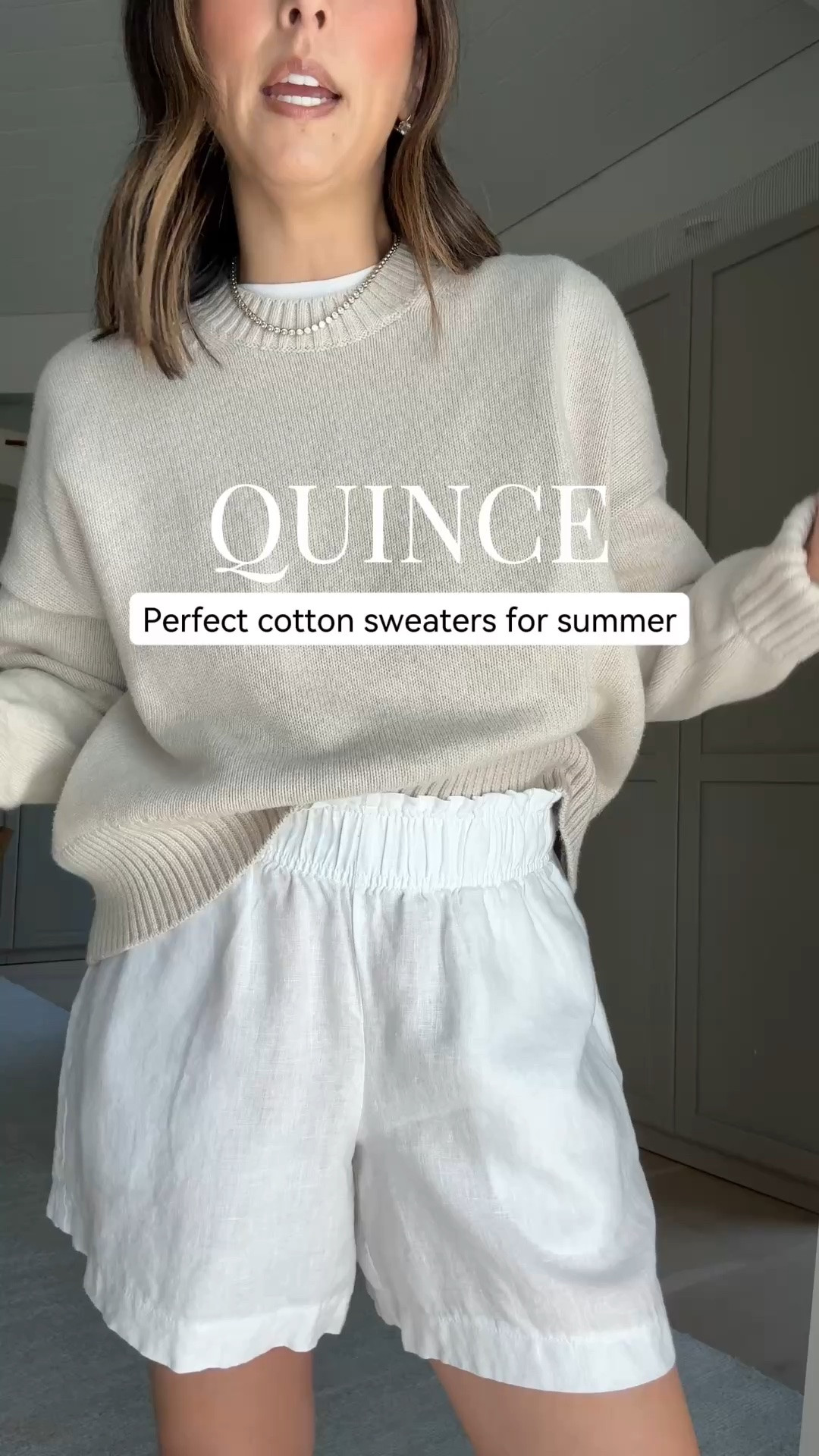One of my favorite summer outfit formulas is pairing sweaters with shorts. @Quince has some of the best cotton sweaters, and I love these easy linen shorts for warm weather. #quincepartner

Linen shorts small
Beige cotton sweater xs
Light blue striped sweater small
Navy striped sweater xs

#LTKPetite