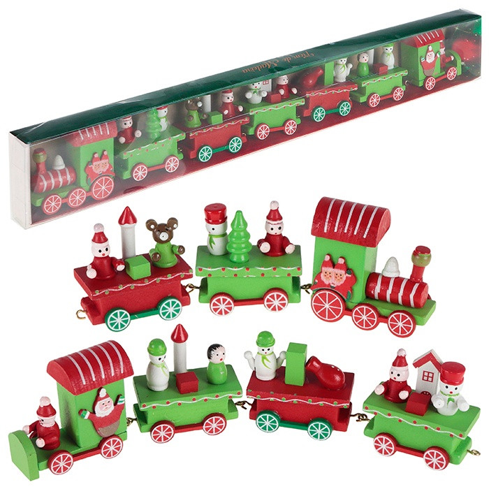 Decoração de Natal Trem de Madeira Enfeite 41x5cm | Shopee (BR)