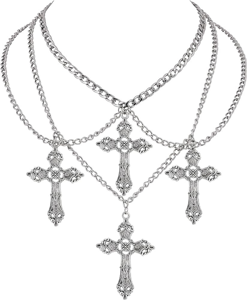 Sacina Gothic Cross Choker Necklace, Zinc Alloy Cross Pendant, Goth Halloween Christmas New Year ... | Amazon (US)
