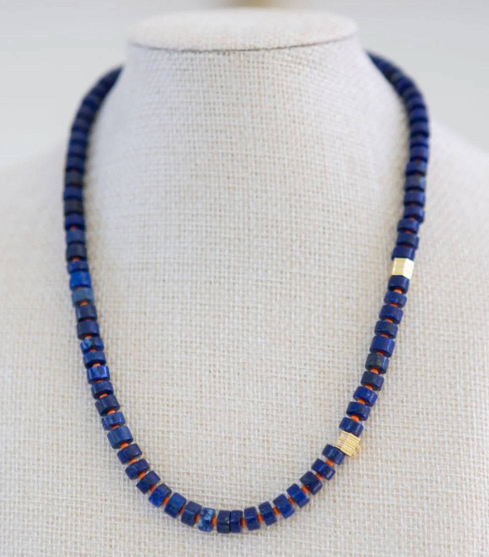 College (navy and orange) Gemstone Necklace | Erin McDermott Jewelry