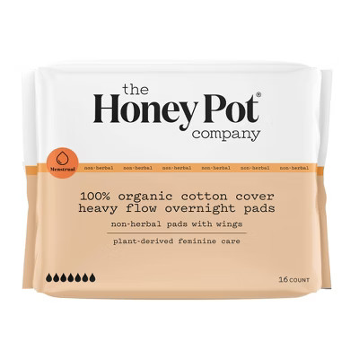 The Honey Pot Company, Non-Herbal Overnight Heavy Flow Pads, Organic Cotton Cover - 16ct | Target