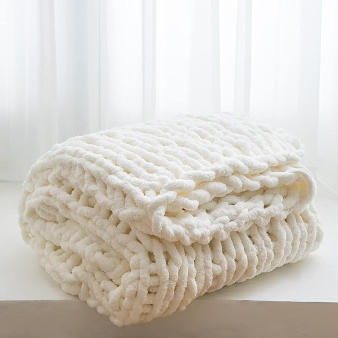 Chunky Knit Blanket Throw Knitted Throw Blankets for Couch Bed Fluffy Soft Blanket with Jumbo Che... | Amazon (US)