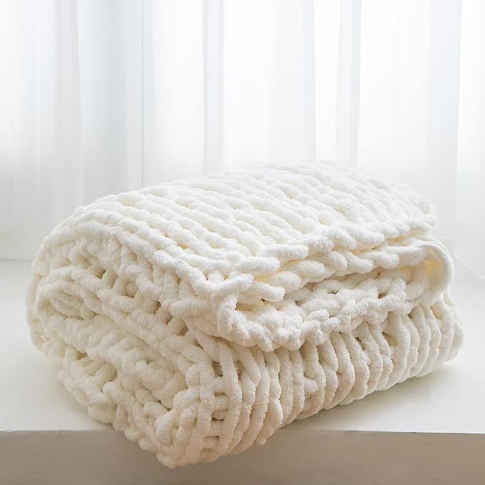 Chunky Knit Blanket Throw Knitted Throw Blankets for Couch Bed Fluffy Soft Blanket with Jumbo Che... | Amazon (US)