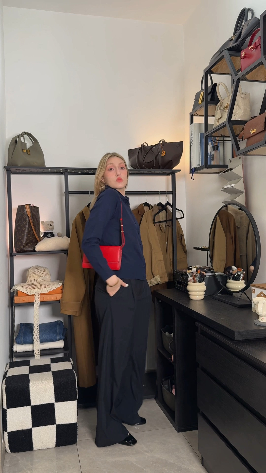 colors to wear together:
navy blue and red 🍒

Mango trousers 
Grace Karin cardigan
Zara mary janes
Michael Kors wallet on chain

#LTKworkwear #LTKshoes #LTKbag