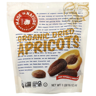 Made in Nature, Organic Dried Apricots, Tree-Ripened & Unsulfured, 1 lb (454 g) | iHerb
